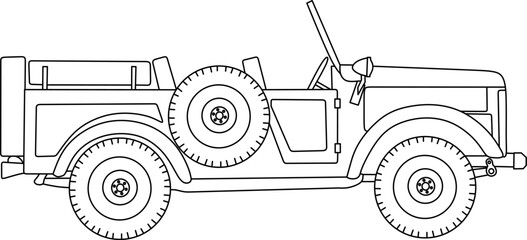 Jeep car line art for coloring book