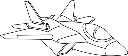 fighter plane cartoon line art for coloring book