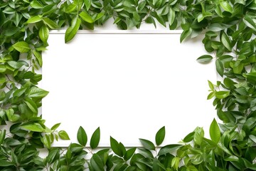 Fototapeta premium White Picture Frame with Lush Green Foliage Background for Home Decor or Art Display Generative AI