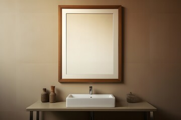 Modern Bathroom with Brown Wall, Sink, and Mirror for Home Interior Design and Renovation Inspiration Generative AI