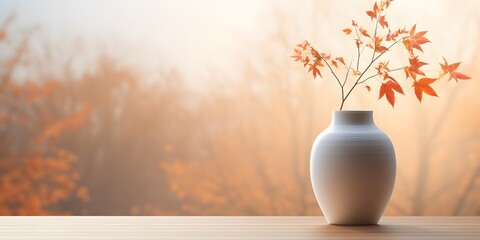 Minimalist White Vase with Lush Green Plant on Modern Table in Bright Room Generative AI