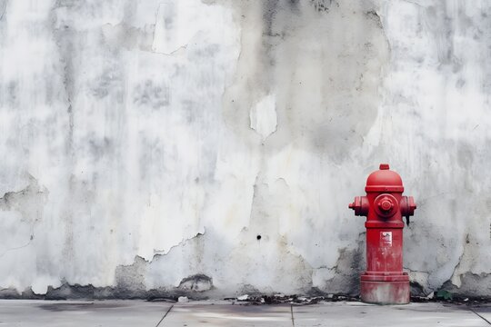Giraffe Graffiti Art on Concrete Wall with Red Fire Hydrant in Urban Setting Generative AI