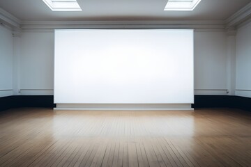 Spacious Room with Modern Technology Large Screen Display on Wooden Flooring Generative AI