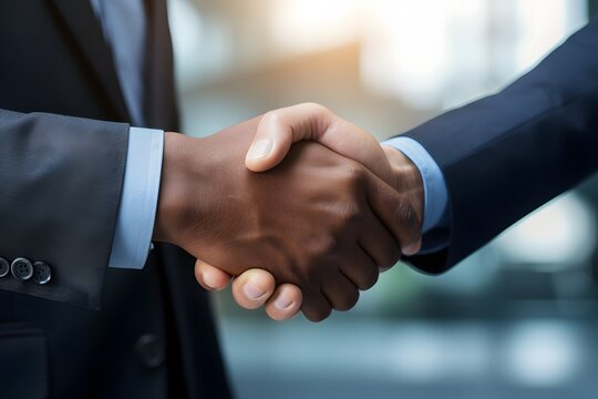 Successful Businessmen Shaking Hands in a Professional Meeting with Confidence and Trust Generative AI