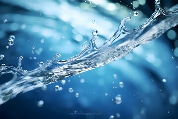 Refreshing Ocean Waves with Bubbles - Close Up Shot of Clear Blue Water in Motion Generative AI