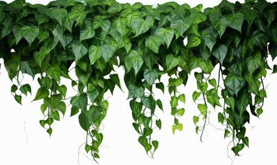Green leaves Javanese treebine or Grape ivy (Cissus spp.) jungle vine hanging ivy plant bush, Generative AI  - obrazy, fototapety, plakaty