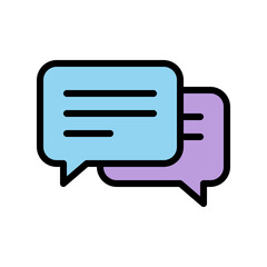 Communication icons in various shapes in flat, line, colored styles.