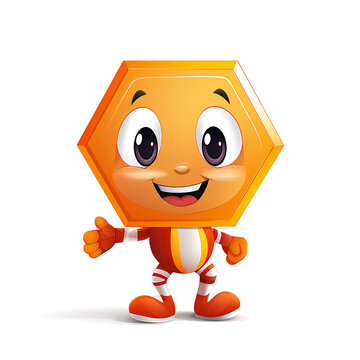 Mascot cheerful optimistic geometric figure, white background generative ai 