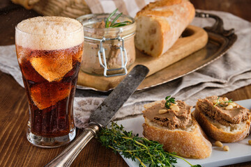 Closeup view of liver paste sandwich