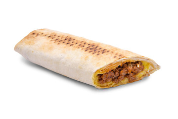 Shawarma with minced meat, cheese and pickled cucumber