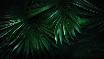 close-up of beautiful palm leaves in wild tropical palm garden