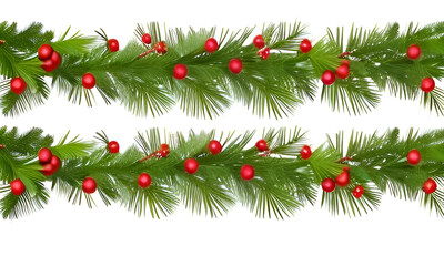 christmas background with holly berries