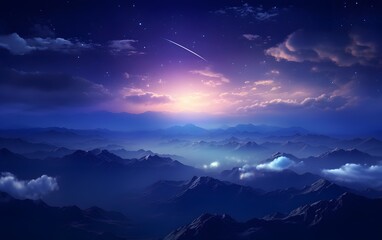 Dreamy Night Sky Over the Majestic Mountains