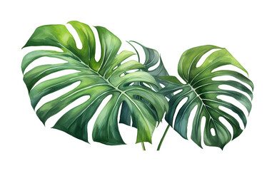 Fototapeta na wymiar watercolor vector Set of tropical leaves. Variety. Ornamental plants. Banana leaves. Transparent background