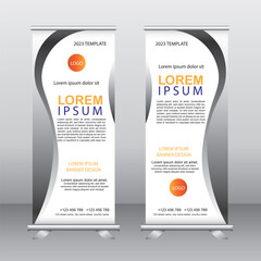 Business Roll up banner vertical template design, for brochure, business, flyer, infographics. modern x-banner and flag-banner advertising. vector illustration