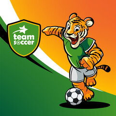 tiger mascot soccer graphics for tournament match - 684089915