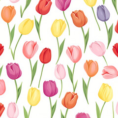 Colorful hand draw tulip seamless pattern background
