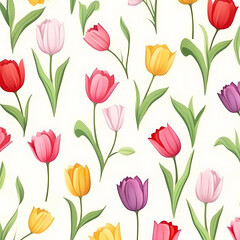 Colorful hand draw tulip seamless pattern background
