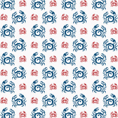 Crab art illustration seamless pattern colorful trendy vector background