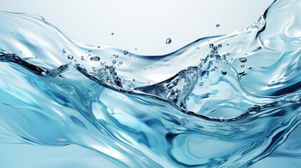 Swirling stream of water in pale blue water on a white background