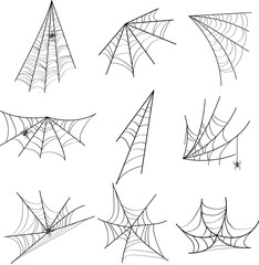 cobweb set cartoon. black horror, spooky creepy, scary element cobweb sign. isolated symbol vector illustration