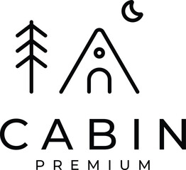 cabin line art logo vector minimalist illustration design