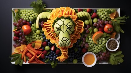a fruit platter served as an animal picture