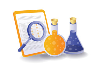 Educational laboratory experiment analysis infographic illustration concept