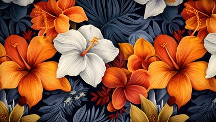 tropical floral seamless pattern