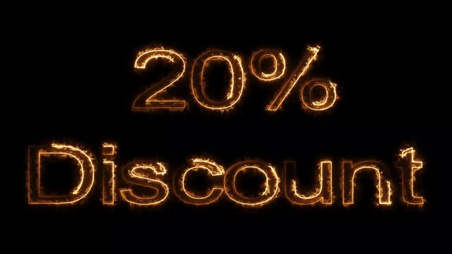 20% Discount neon sign,  with neon fire .
