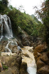 Fototapeta na wymiar View from Cat Cat Waterfall, Sapa, Vietnam