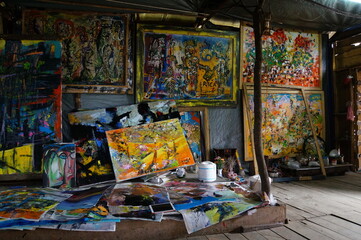Inside the studio of a local artist in Sapa, Vietnam.