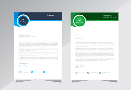 creative Letterhead design for business, company letterhead template, A4 letter head design, blue and green color letterhead. vector eps 10