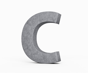 3d Concrete Capital Letter C Alphabet C Made Of Grey Concrete Stone White Background 3d Illustration