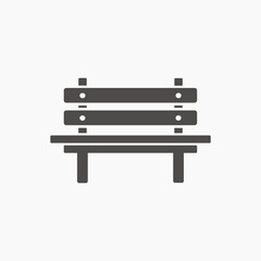 Park bench icon vector. public wooden seat symbol sign