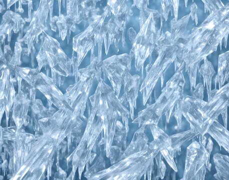 Transparent crystal ice shards structure background