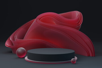 Marble and Gold Podium Pedestal Background for Product Presentation minimalist 3D Rendering