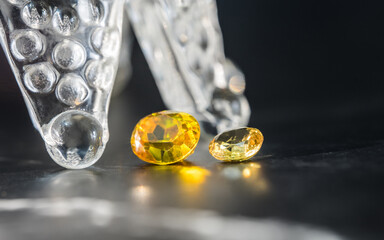 Natural Sapphire gemstone, Jewel or gems on black shine color, Collection of many natural gemstones...
