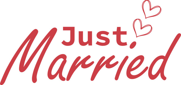 just married with heart vector file for t shirt and banner design