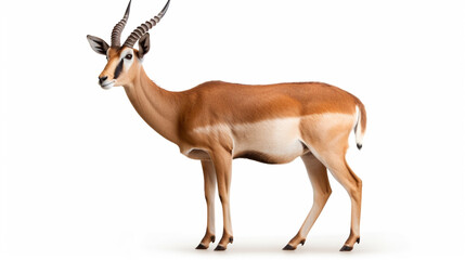 Male impala isolated on white background. generative ai