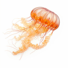 Japanese sea nettle, Chrysaora pacifica, Jellyfish against white background. generative ai