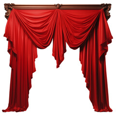 Theatrical red curtains, cut out - stock png.