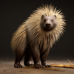 Close up the malayan porcupine animal. generative ai - obrazy, fototapety, plakaty