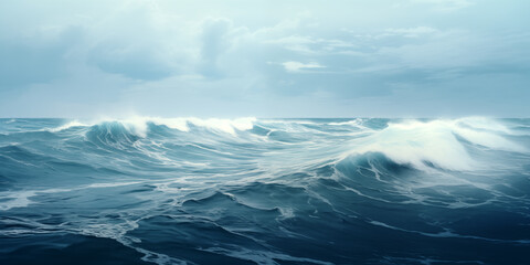 Fototapeta premium seascape, stormy ocean with high waves
