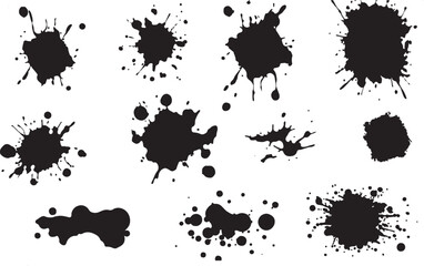 Black Grunge Brush Strokes on Transparent Background