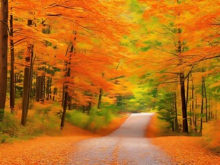 Thanksgiving Thanks in AI's Forest Road Image .AI generative image
