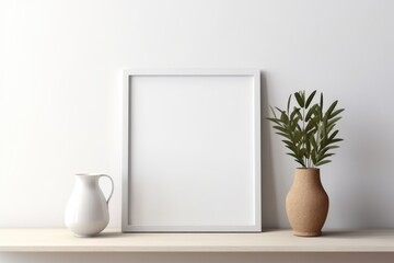 Simple Frame Mockup with Plant for Interior Design