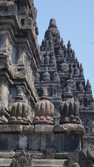 View of Prambanan the largest majestic Hindu stone temple in Indonesia 