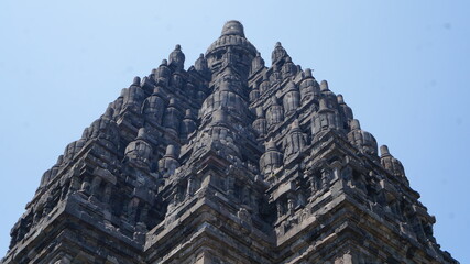 View of Prambanan the largest majestic Hindu stone temple in Indonesia 
