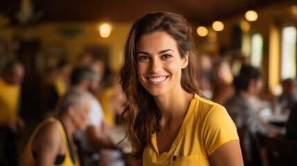 Content woman enjoying her moment at a cozy restaurant